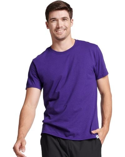 Russell Mens Cotton Performance Short Sleeve T-shirt T Shirt - Purple