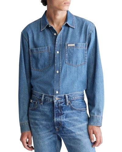 Calvin Klein Classic Denim Long-sleeve Shirt - Blue
