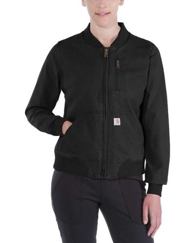 Carhartt Womens Crawford Bomber Jacket Work Utility Outerwear - Black