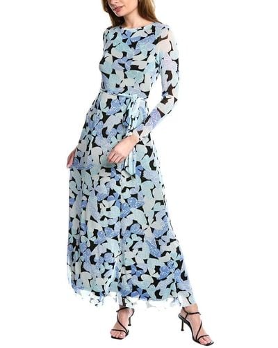 Anne Klein Mesh Maxi Dress - Blue