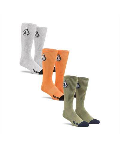 Volcom Full Stone Sock 3-pack Turbo Orange 3-pack - White