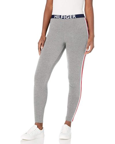 Tommy Hilfiger Loungewear Retro Style Th Graphic Logo Pajama Bottom Legging Pant Pj - Gray