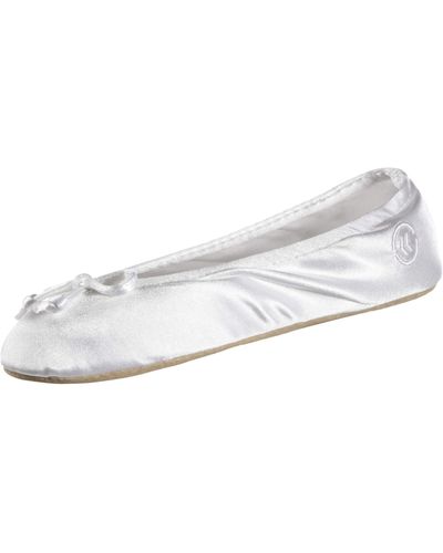 Isotoner Satin Ballerina Slipper With Bow - White