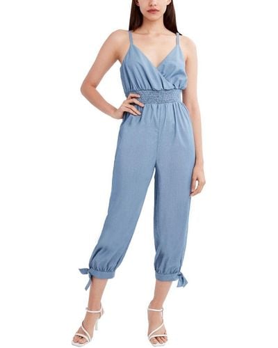 BCBGeneration Relaxed Smocked Waist Spaghetti Strap Jumpsuit - Blue