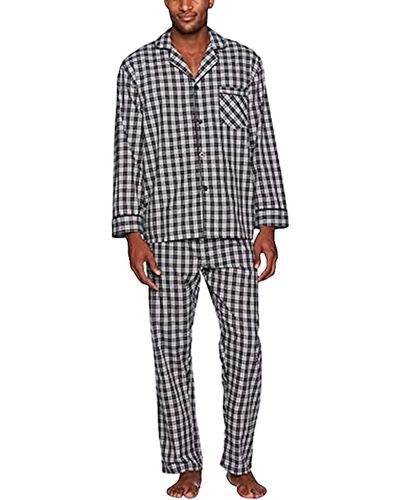 Hanes Mens Long Sleeve Long Leg Woven Pajama Set - Black