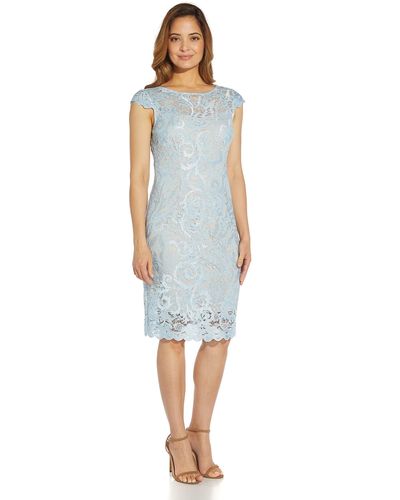 Adrianna Papell Embroidered Lace Sheath - Blue
