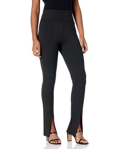 The Drop Uma High Rise Fitted Slit Front Flare Pull-on Pant - Black