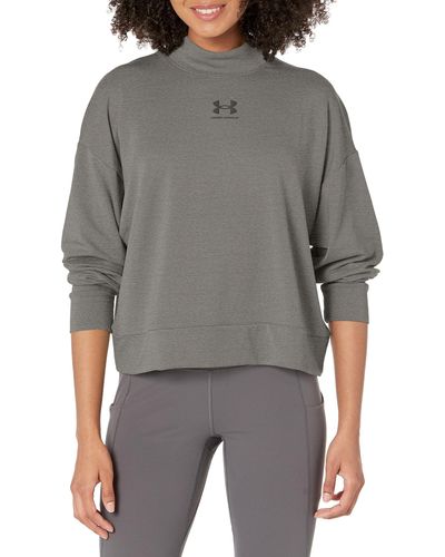 Under Armour S Rival Terry Mock Neck Crew, - Gray