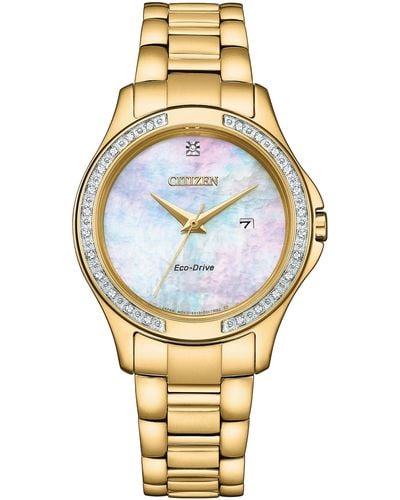 Citizen Eco-drive Dress Classic Diamond Watch With 3-hand Date And Sapphire Crystal - Metallic