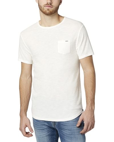Buffalo David Bitton Mens Short Sleeve Fashion Crew Knit Henley Shirt - White
