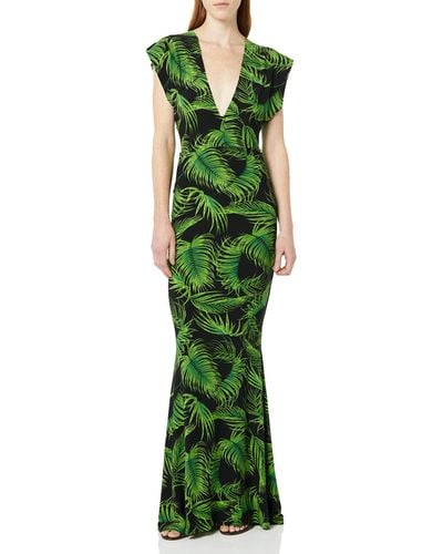 Norma Kamali V Neck Rectangle Gown - Green