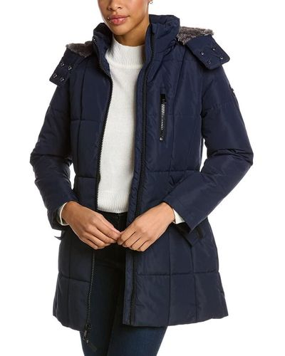 Nautica Heavyweight Puffer Jacket With Faux Fur Lined Hood - Blue