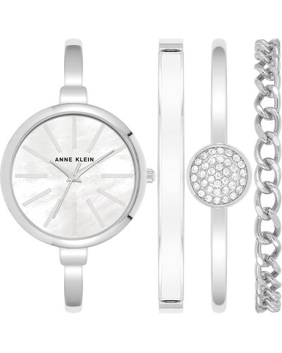 Anne Klein Bangle Watch And Bracelet Set - White