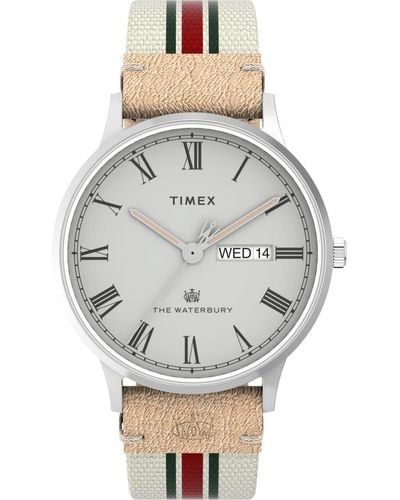 Timex White Strap Gray Dial Stainless Steel