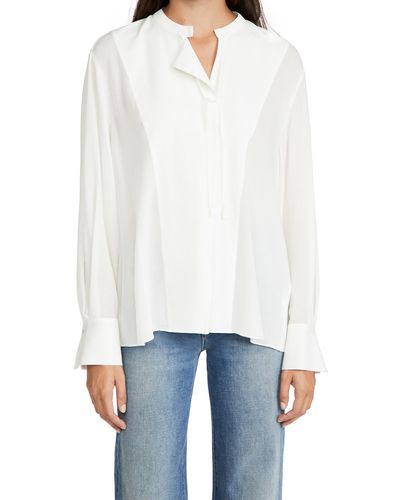 Vince , , Long Sleeve Tie Neck Blouse, Off White, Large