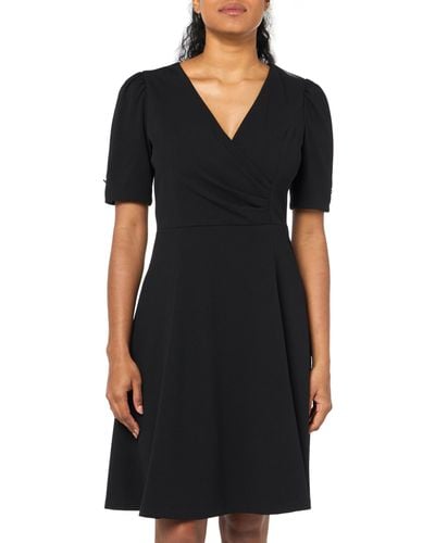 DKNY Wear To Work Vneck Short Sleeve Dress - Black