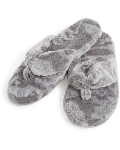 Vera Bradley Fleece Flip Flop Slippers - Gray