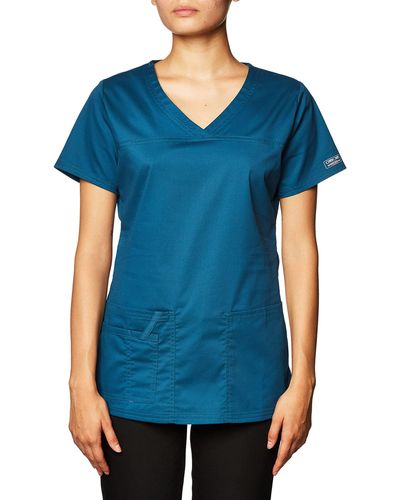 CHEROKEE Workwear Core Stretch V-neck Scrubs Shirt - Blue