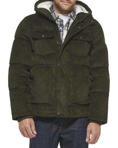 Levi's Heavyweight Mid-length Hooded Military Puffer Jacket - Green