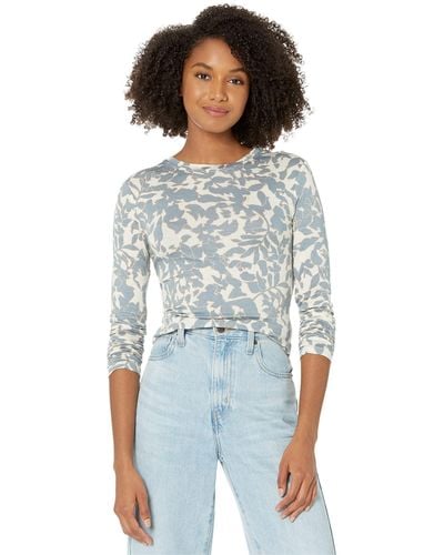 BCBGMAXAZRIA Fitted Top Long Sleeve Crew Neck Knit Shirt - Blue