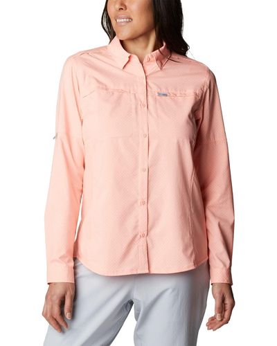 Columbia Cool Release Long Sleeve Woven Hiking Shirt - Pink