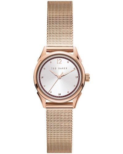 Ted Baker Luchiaa 27mm Ladies Analog Casual Ss Rose Gold Mesh Bracelet Watch - White