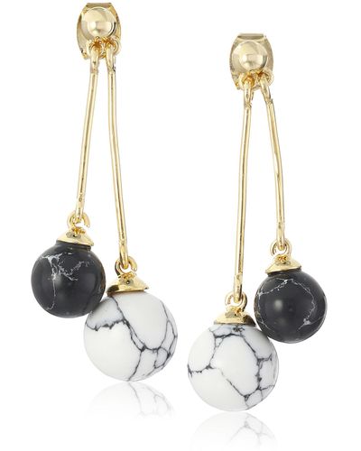 Noir Jewelry Semi Precious White Sphere Drop Earrings - Metallic
