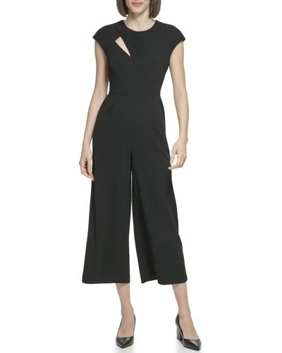 Calvin Klein Midi Jumpsuit With Cap Sleeves - Black