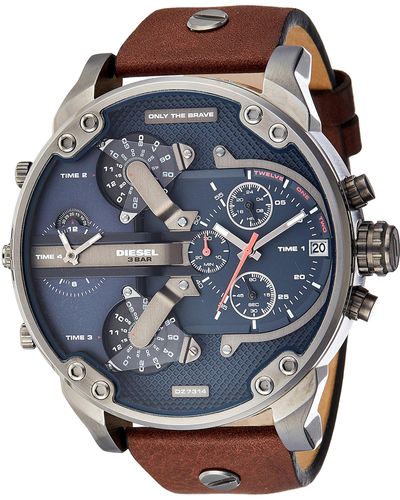 DIESEL 57mm Mr. Daddy 2.0 Quartz Stainless Steel And Leather Chronograph Watch - Brown