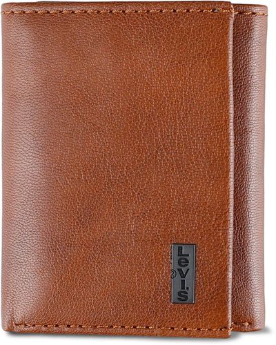 Levi's Rfid Compact Extra Capacity Trifold Wallet - Brown