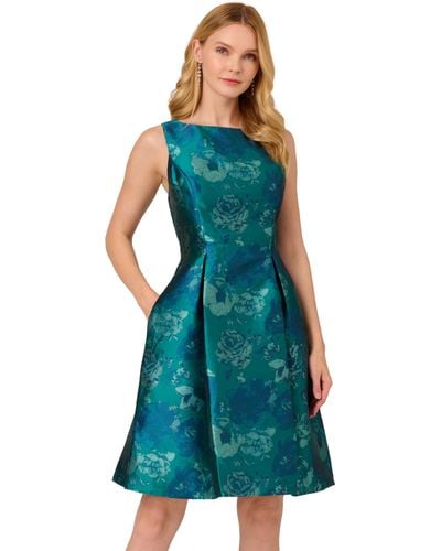 Adrianna Papell Floral Jacquard Dress - Blue