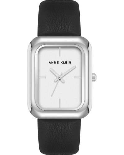 Anne Klein Vegan Leather Strap Watch - Black