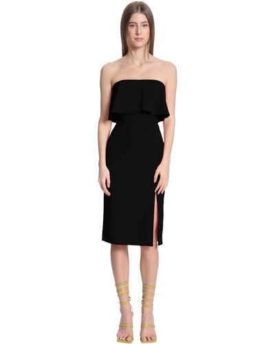 Donna Morgan Strapless Flounce Top Dress With Side Front Skirt Slit - Black