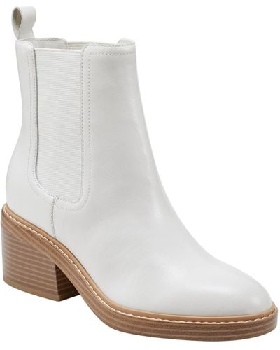 Marc Fisher Modesty Block Heel Cold Weather Dress Booties - White