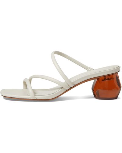 Vince S Pedra Strappy Sandal With Gem Heel Off White Leather 5 M