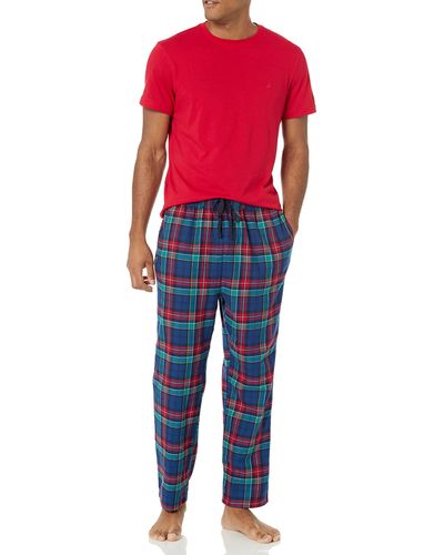 Nautica Plaid Flannel Pajama Pant Set - Red