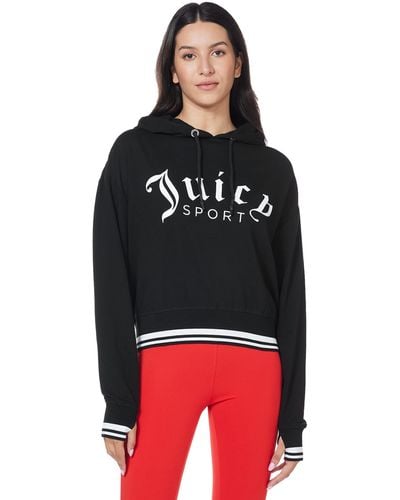 Juicy Couture Cropped Logo Pullover Hoodie - Black