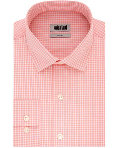 Kenneth Cole Unlisted By Dress Shirt Regular Fit Checks And Stripes - Pink
