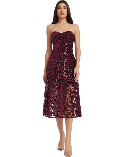 Dress the Population Sadie Sequin Embroidery - Red