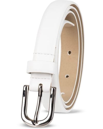 Amazon Essentials Skinny Feather Edge Belt - White