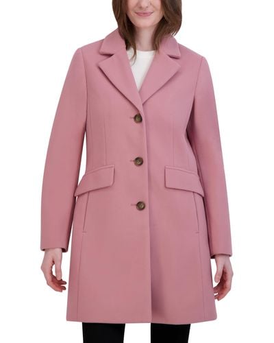 Laundry by Shelli Segal Faux Wool Coat With Notch Collar - Pink