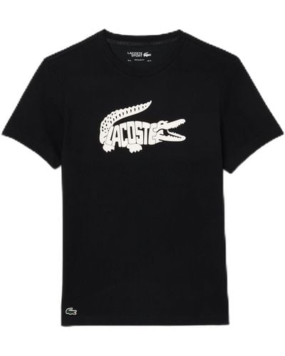 Lacoste Short Sleeve Regular Fit Sports Performance Graphic Tee Shirt - Black