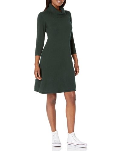 Nine West Cowl Neck Fit And Flare Sweater Dress - Green