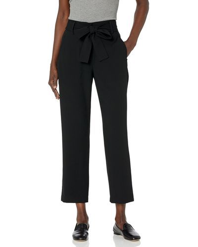 BCBGeneration Woven Tie Waist Ankle Pant - Black