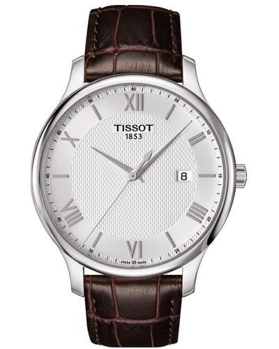 Tissot Mens Tradition Stainless-steel Dress Watch Brown T0636101603800