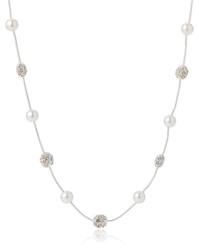 Anne Klein "classics" Silver-tone Cream Pearl Fireball Necklace - Metallic