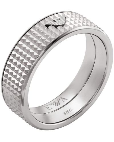 Emporio Armani Stainless Steel Band Ring - Metallic