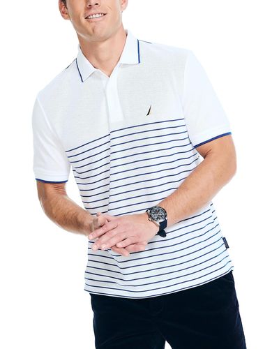 Nautica Navtech Sustainably Crafted Striped Classic Fit Polo - White