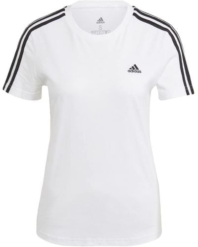 adidas Essentials Slim 3-stripe T-shirt - White