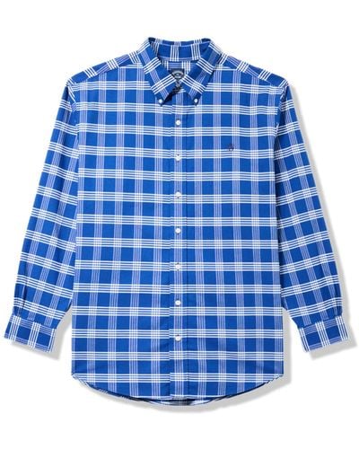 Brooks Brothers Big & Tall Non-iron Stretch Oxford Sport Shirt Long Sleeve Check - Blue